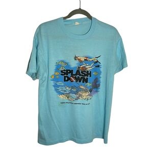 Vintage Splash Down Premier Cruise Lines Tshirt Blue Snorkling 80s Single Stitch